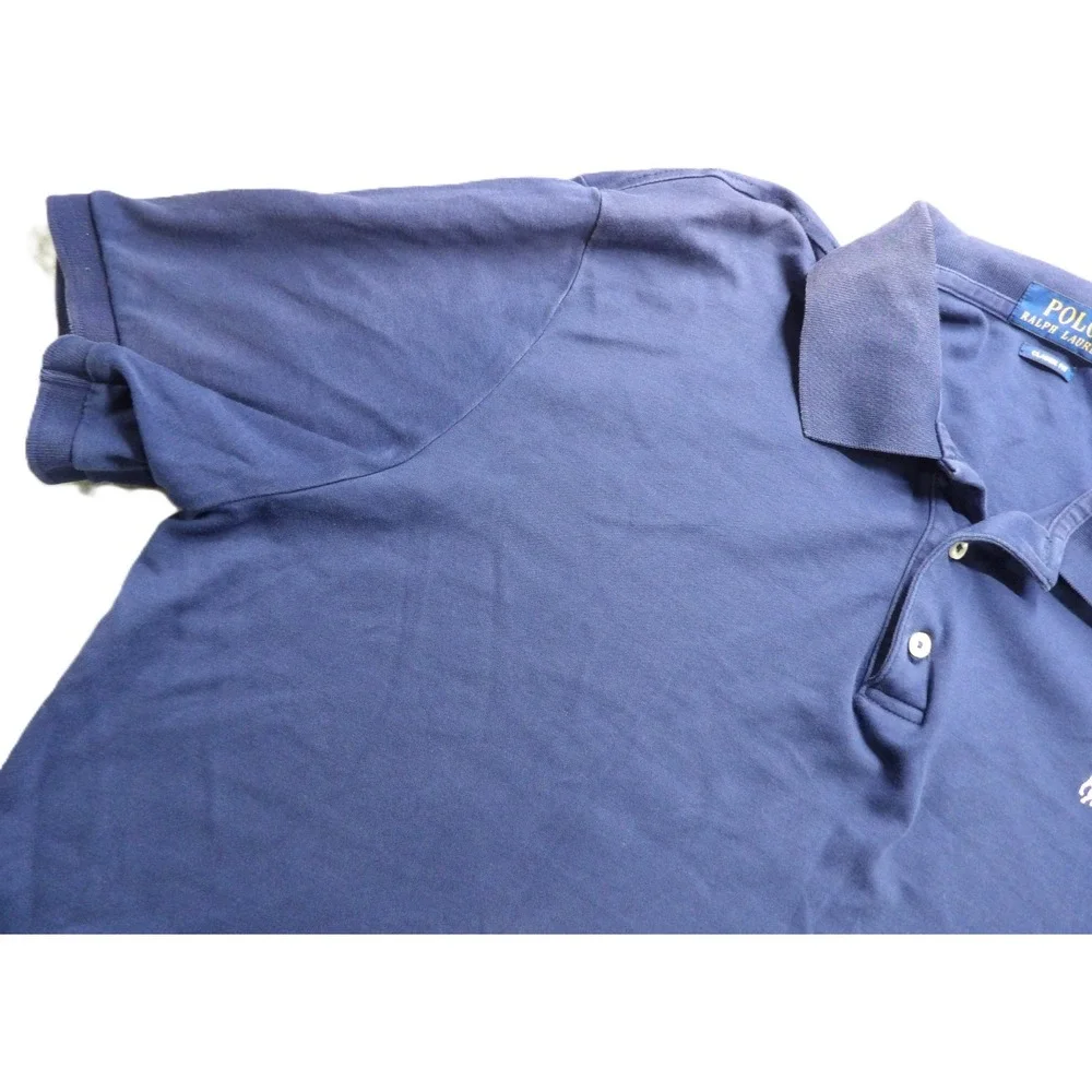 Polo Ralph Lauren Classic Fit Polo Men XL Blue White Pony Cotton Mesh Shirt Golf